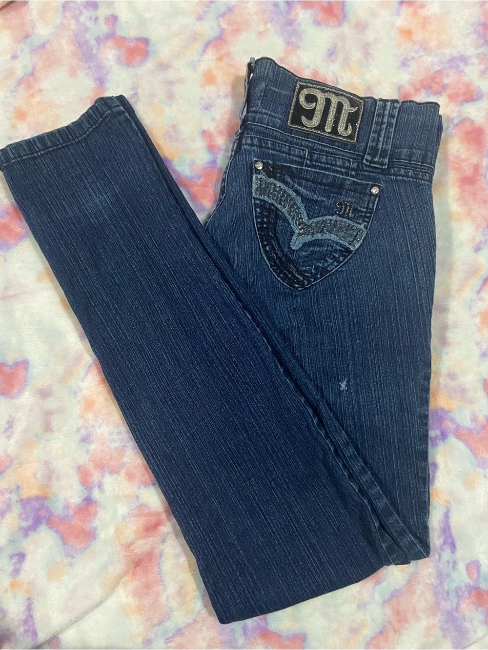 Maripily Navy Skinny Jeans with Embroidered Back Pocket